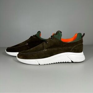 Reinhard Frans SOHO Olive Green Suede Low Top Sneakers